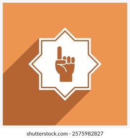 Illustration design of hand icon pointing up is inside black and white Islamic frame, Islamic Ramadan icon