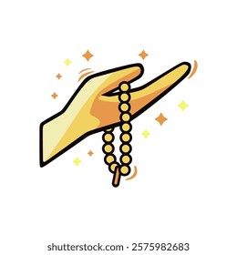 Illustration Design of Hand Icon Praying Using Tasbih, Islamic Ramadan Icon