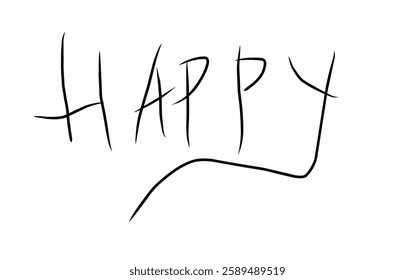 illustration design hand scribbled text art word calligraphy typography for happy