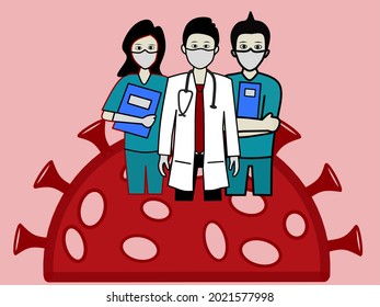 Illustration design of handling the corona virus by paramedics.