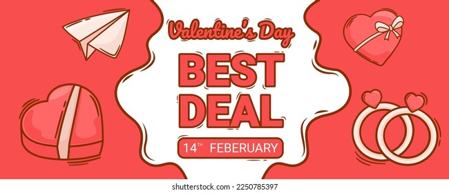 illustration design of happy valentines day banner sale  cartoon style
