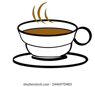 Illustration design of hot coffee in a white cup