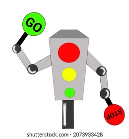diseño de ilustración de cómo funcionan los semáforos para mantener el tráfico en orden incluso sin oficiales de guardia