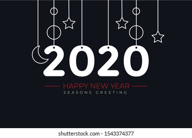 Illustration design IllusHappy new 2020 year with fireworks and moon star ornament
