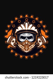 Illustration design inspirational dead skull motocross emblem