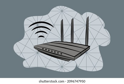 diseño ilustrativo de la herramienta de tecnología de comunicación por internet wifi (inalámbrico). vector