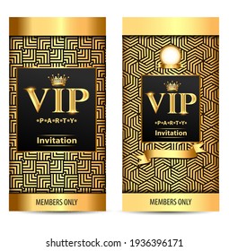 Illustration Design Invitations To The VIP Party Gold