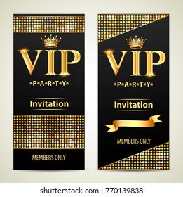Illustration design invitations to the VIP party gold