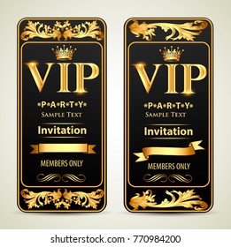Illustration design invitations to the VIP party gold