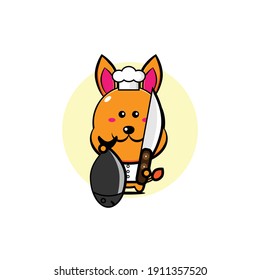 Illustration design of kangaroo chef, chef cooking fish