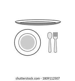 illustration design of kitchen utensils. plates, spoons and forks. suitable for kitchen products etc.