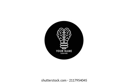 ILLUSTRATION DESIGN OF LIGHT AND BRAIN IN THE SIMPLE VECTOR LOGO