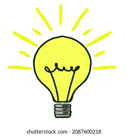 illustration design of a light bulb with a yellow light that can also be used as a symbol to get an idea
