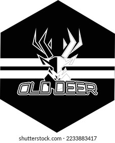 Illustration Design Logo Deer Black And White (Monochrome)Esport