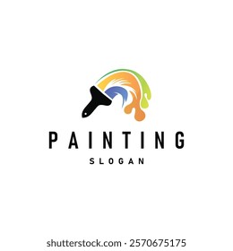 illustration design logo paint brush liquid paint colorful and unique premium symbol icon