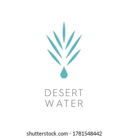 illustration of design logo of water droplets and desert palm leaf, for drinking water logo, with modern touch and simple logo design