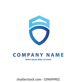 Illustration design of logotype business protection flat symbol. Logo design abstract shield vector template