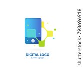 Illustration design of logotype business web marketing. Vector smartphone web icon. Logo design abstract digital technology vector template.