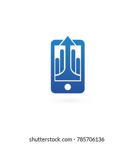 Illustration design of logotype business web marketing. Vector mobile app web icon.