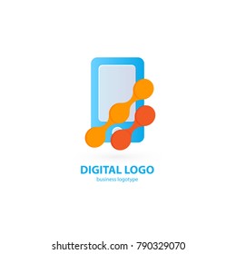 Illustration design of logotype business web marketing. Vector smartphone web icon. Logo design abstract digital technology vector template.