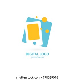 Illustration design of logotype business web marketing. Vector smartphone web icon. Logo design abstract digital technology vector template.