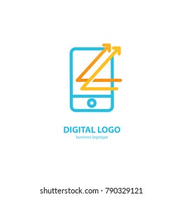 Illustration design of logotype business web marketing. Vector smartphone web icon. Logo design abstract digital technology vector template.