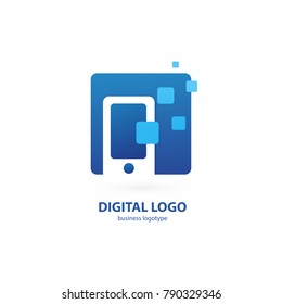 Illustration design of logotype business web marketing. Vector smartphone web icon. Logo design abstract digital technology vector template.