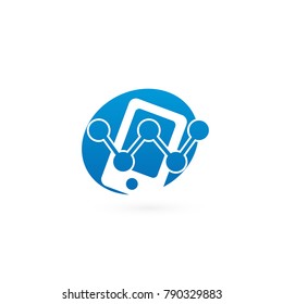 Illustration design of logotype business web marketing. Vector smartphone web icon. Logo design abstract digital technology vector template.