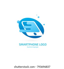Illustration design of logotype business web marketing. Vector smartphone web icon. Logo design abstract digital technology vector template.