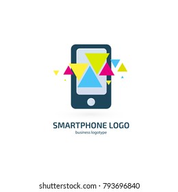 Illustration design of logotype business web marketing. Vector smartphone web icon. Logo design abstract digital technology vector template.