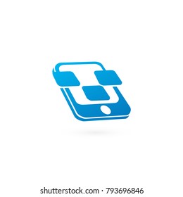 Illustration design of logotype business web marketing. Vector smartphone web icon. Logo design abstract digital technology vector template.