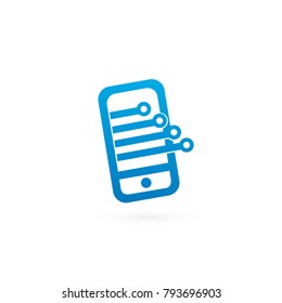 Illustration design of logotype business web marketing. Vector smartphone web icon. Logo design abstract digital technology vector template.
