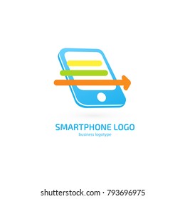 Illustration design of logotype business web marketing. Vector smartphone web icon. Logo design abstract digital technology vector template.