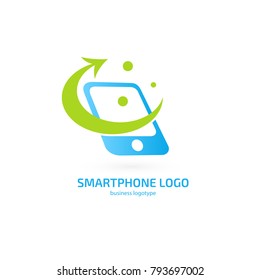 Illustration design of logotype business web marketing. Vector smartphone web icon. Logo design abstract digital technology vector template.