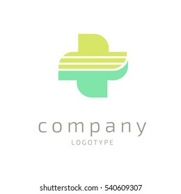 Illustration design of logotype cross health flat symbol colorful. Logo design abstract medical vector template
