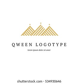 Illustration design of logotype flat simple colorful royal gold crown