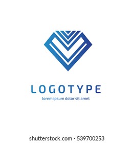 Illustration design of logotype luxury flat symbol. Logo design abstract diamond vector template