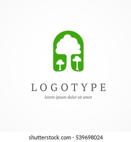 Illustration design of logotype plant herbal flat symbol. Logo design abstract tree vector template