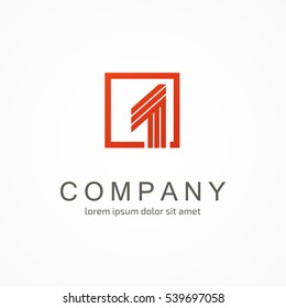 Illustration design of logotype winner flat symbol. Logo design abstract Number one 1 vector template