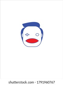 Illustration design of a male gamer's face in blue...