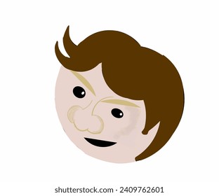 Illustration design of man brown color hair big nose