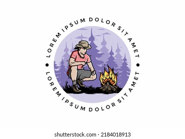 El diseño ilustrativo de un hombre está encendiendo una hoguera
