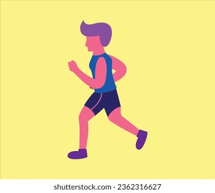 illustration design of a man running, vector design of a person jogging, flat illustration design of a person exercising