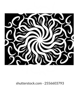 illustration design Mandala vector drawing with doodle art. ethnic with black and white ornamental lines. Tribal ornament. Bright colors, black and white. Round Ethnic Pattern in Moroccan, 