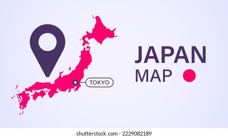 Illustration design of a map of Japan along with the capital city of Tokyo, determining the location of the country of Japan, for presentation purposes and other events