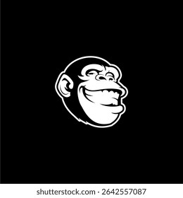 illustration design mascot logo monkey head with black and white colo