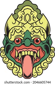 illustration design of mask balinese culture