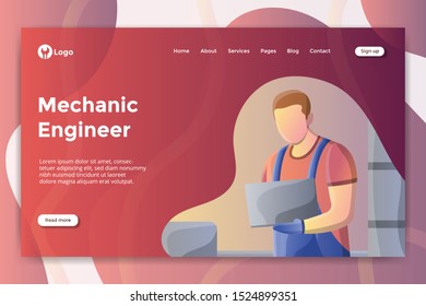 Illustration design with a mechanic engineer concept for landing page