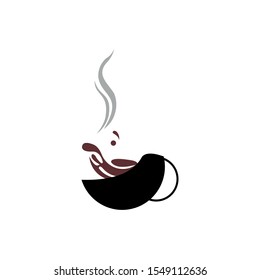 Illustration design of monoline, minimalistic, simple logotype coffee. Vector icon cup with drink
