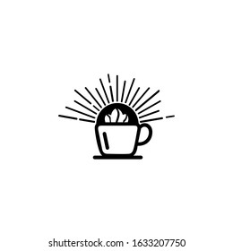 Illustration design of monoline, minimalistic, simple logotype coffee. Vector icon cup with drink